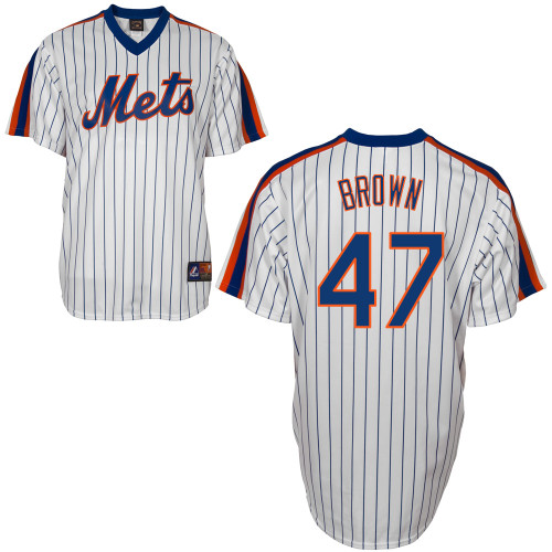 Andrew Brown #47 MLB Jersey-New York Mets Men's Authentic Home Cooperstown White Baseball Jersey